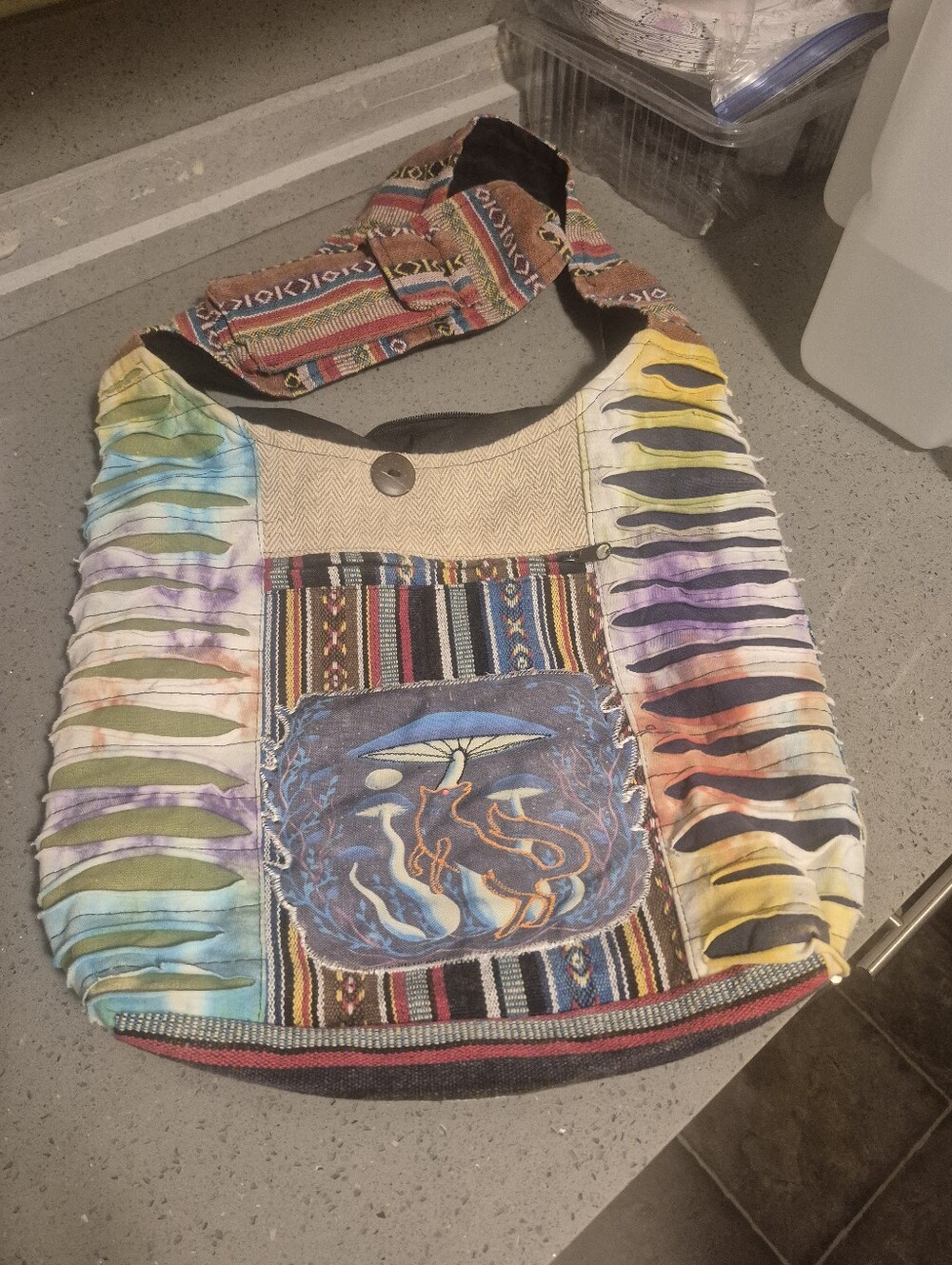 Bohemian Multicolor Mushroom Print Shoulder Bag